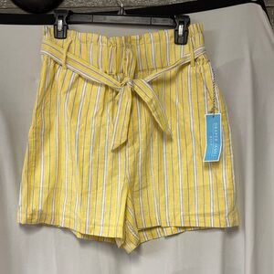 Draper James Yellow and White Striped High Waist Shorts